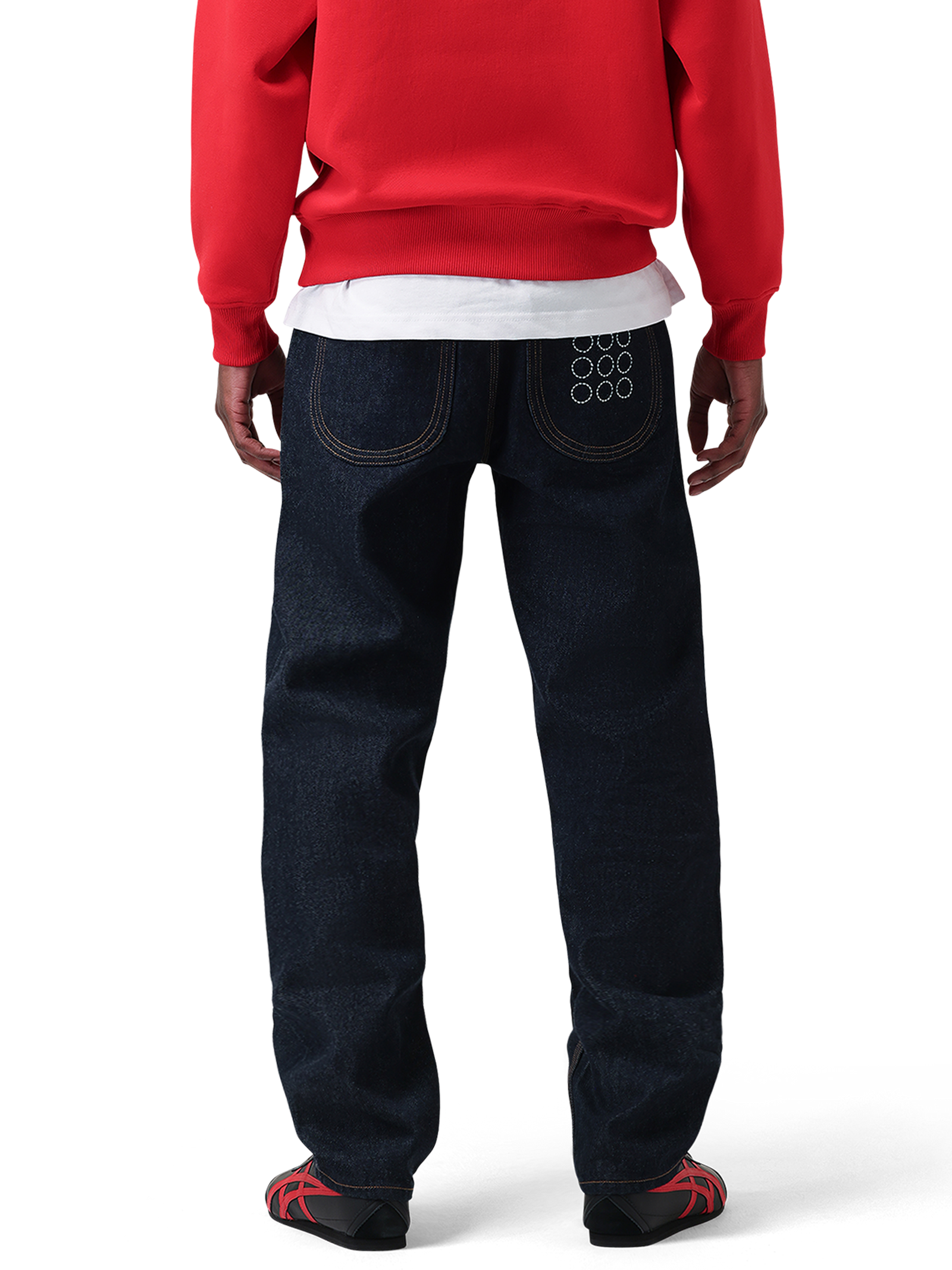 9-Dots Relaxed Jeans | Slub denim