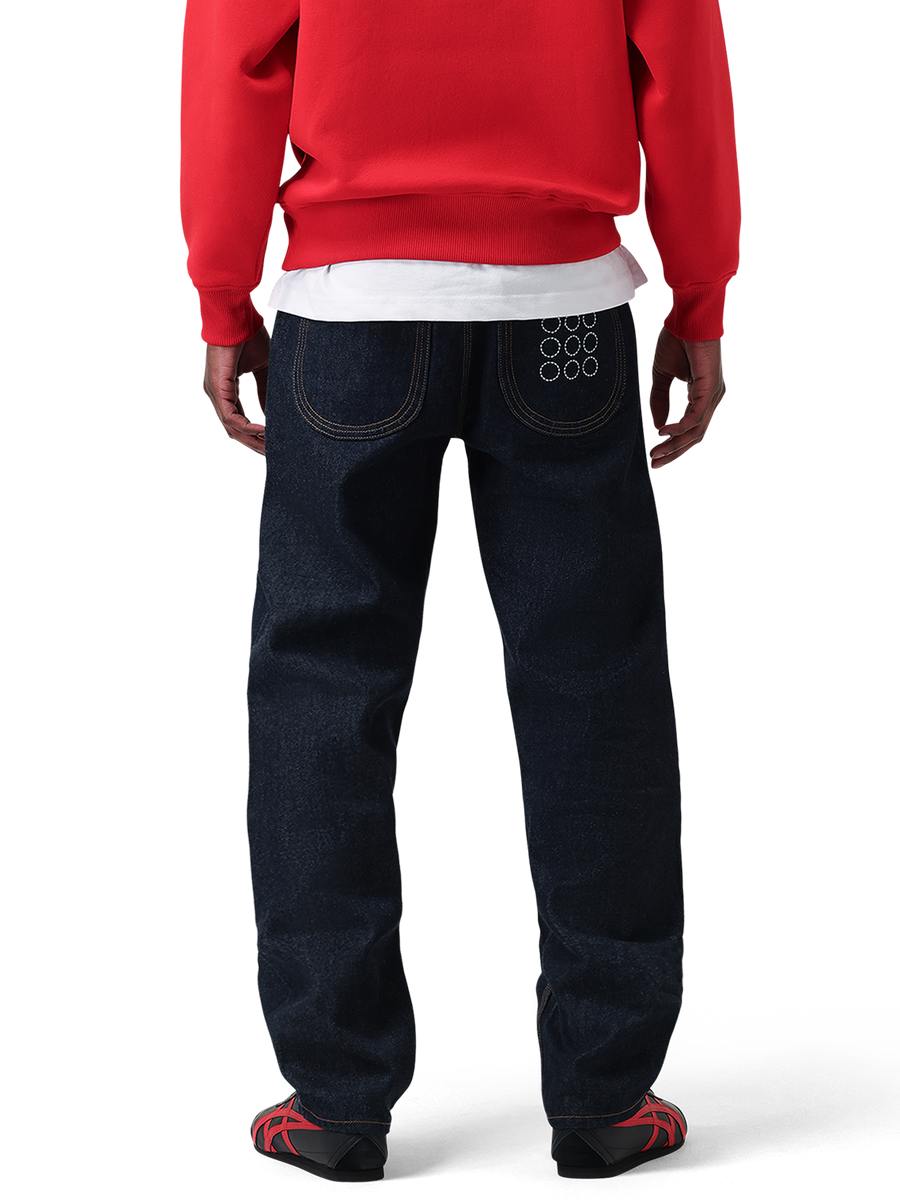 9-Dots Relaxed Jeans | Slub denim