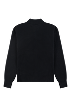 Fisherman Rib Zip Up Sweater Black Back-2
