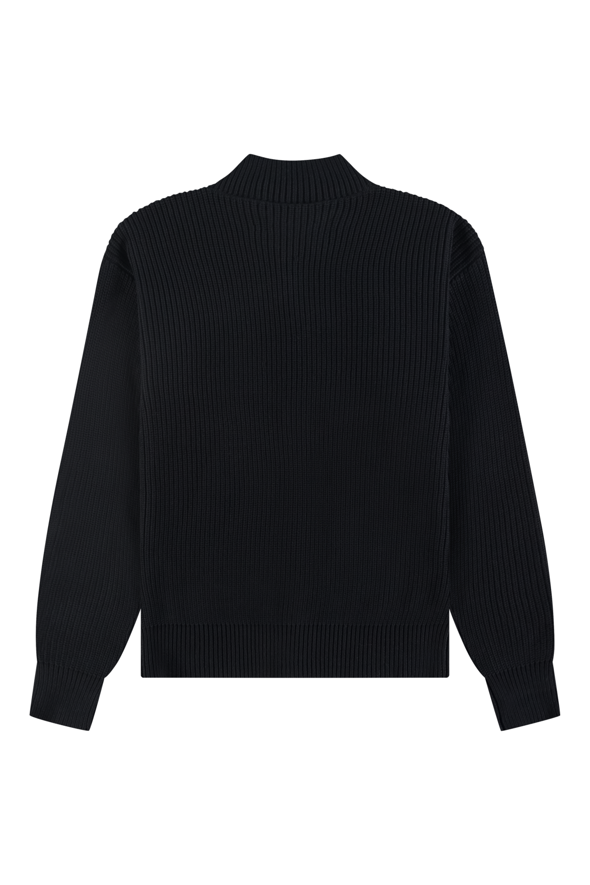 Fisherman Rib Zip Up Sweater | Black