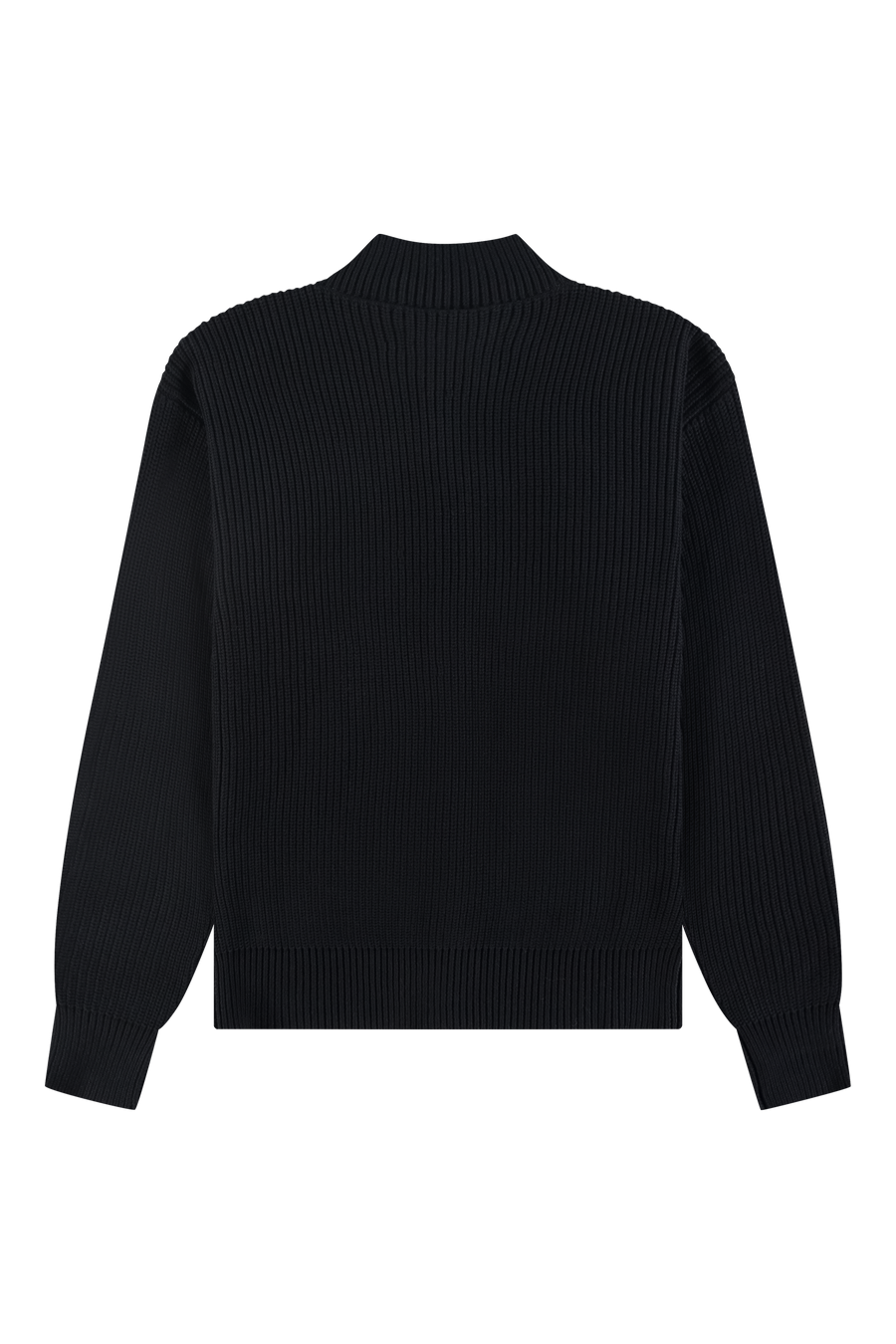Fisherman Rib Zip Up Sweater Black