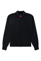 Fisherman Rib Zip Up Sweater Black Front-1
