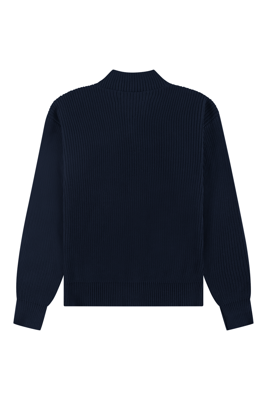 Fisherman Rib Zip Up Sweater Navy Blue