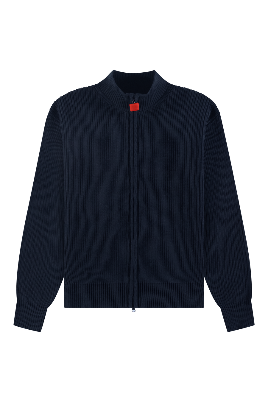Fisherman Rib Zip Up Sweater Navy Blue