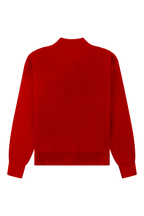 Fisherman Rib Zip-Up Sweater Red
