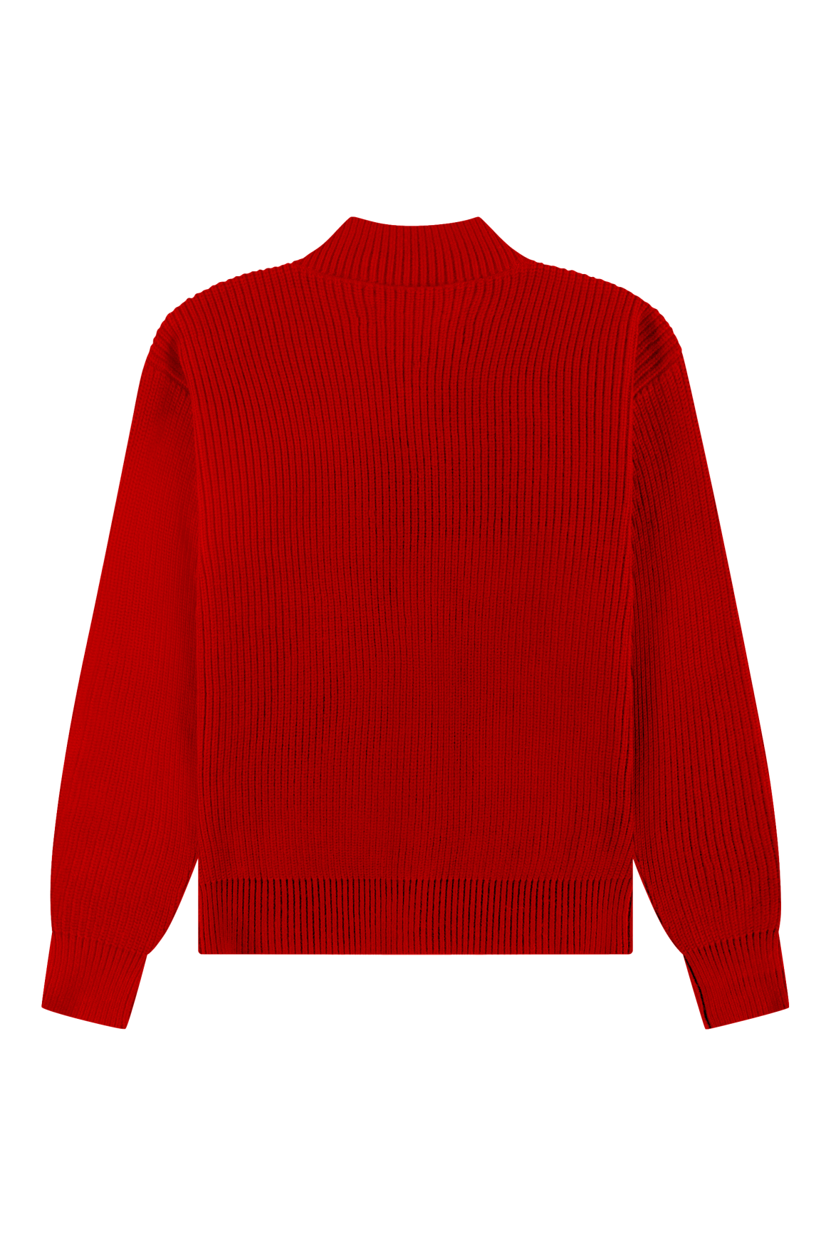Fisherman Rib Zip-Up Sweater | Red