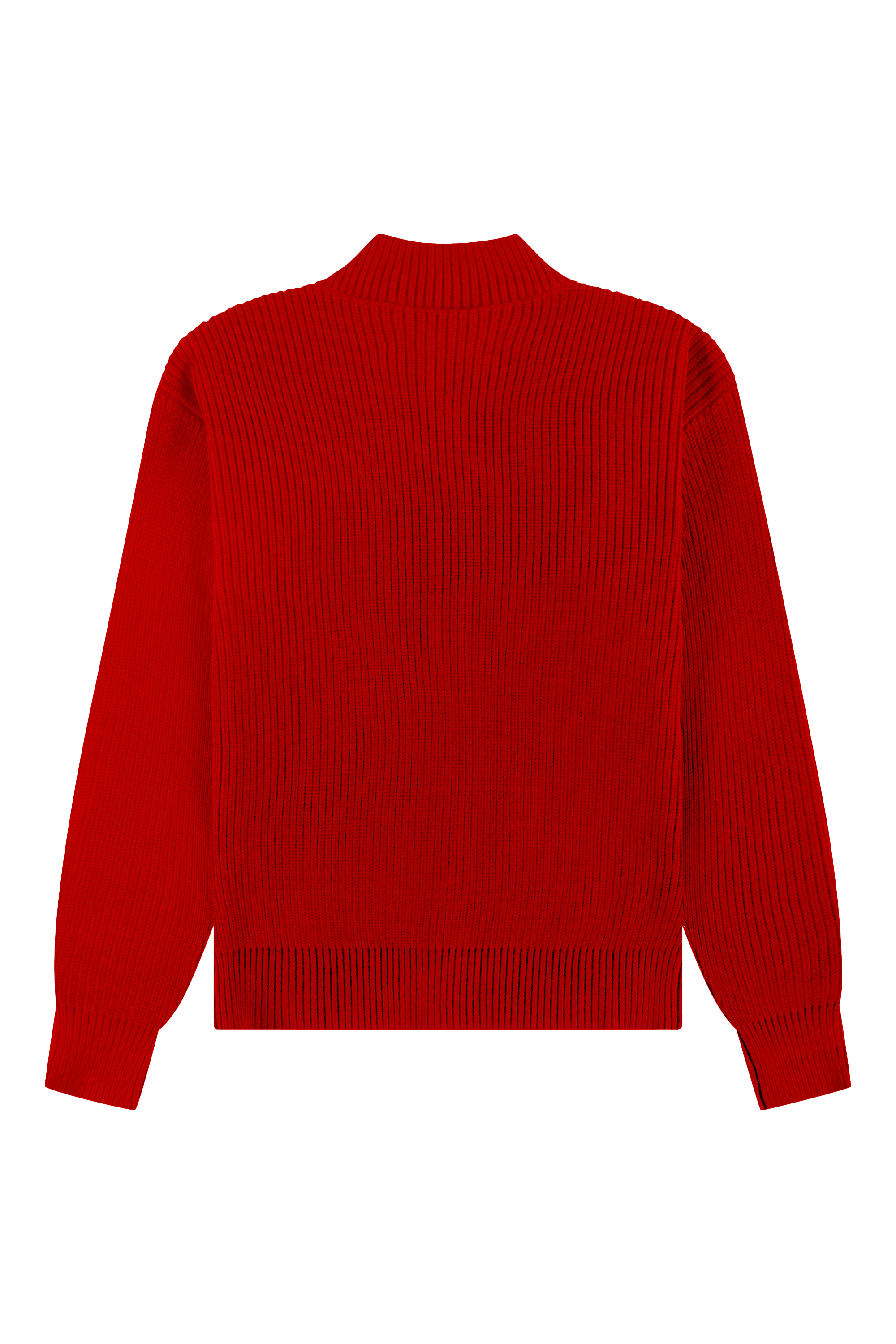 Fisherman Rib Zip-Up Sweater Red