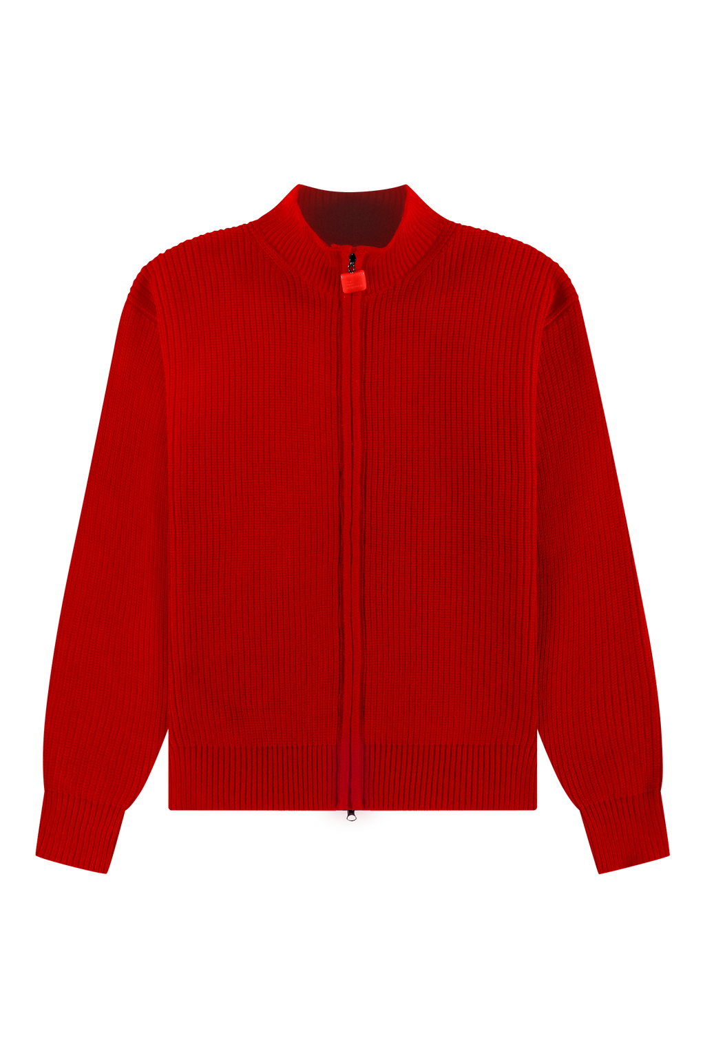 Fisherman Rib Zip-Up Sweater Red
