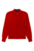 Fisherman Rib Zip-Up Sweater Red
