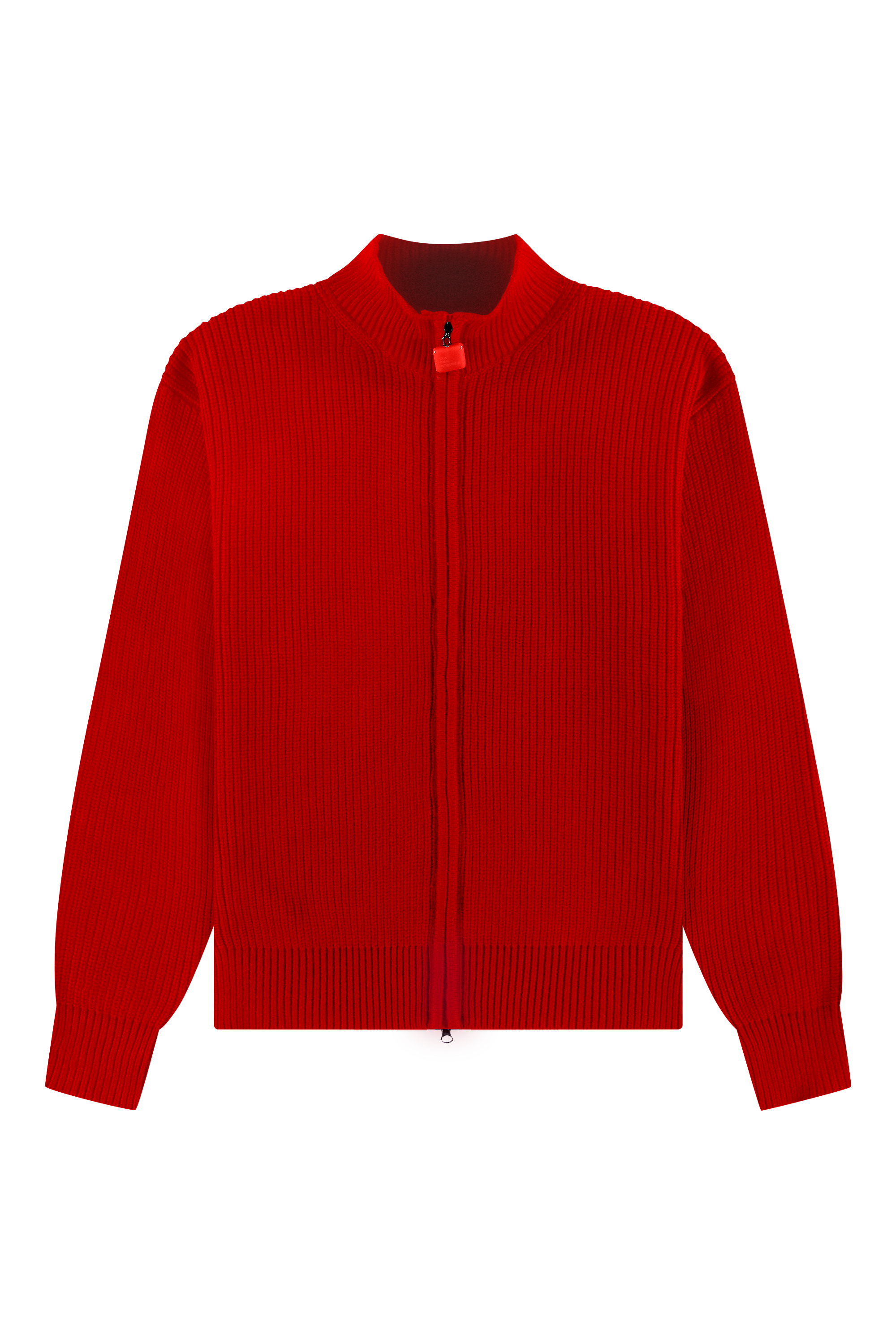 Fisherman Rib Zip-Up Sweater Red