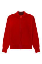 Fisherman Rib Zip-Up Sweater | Red